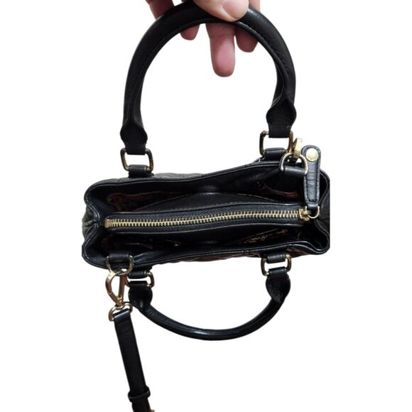 Vera Bradley Black Quilted Leather Mini Bag Crossbody Top Handle Chic Everyday - Picture 6 of 16